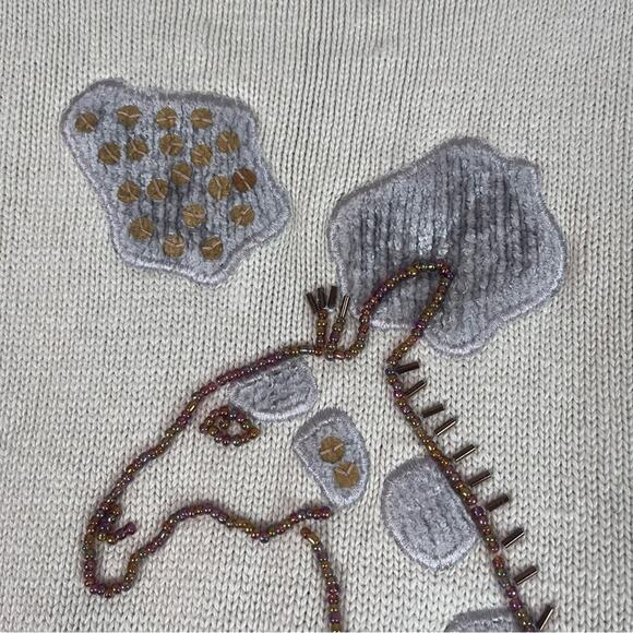 Storybook Knits Cardigan Sweater Womens Large Embellished Bead Sequin Giraffes - Picture 4 of 12